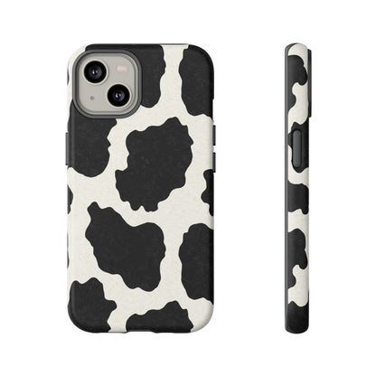 Black & White Cow Print Phone Case | Western Aesthetic iPhone & Samsung Tough Case