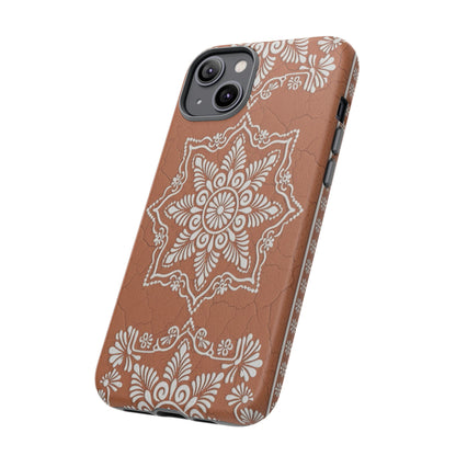 Talavera Terracotta Phone Case | Mexican Floral Pattern iPhone & Samsung Tough Case | Boho Clay Aesthetic Cover