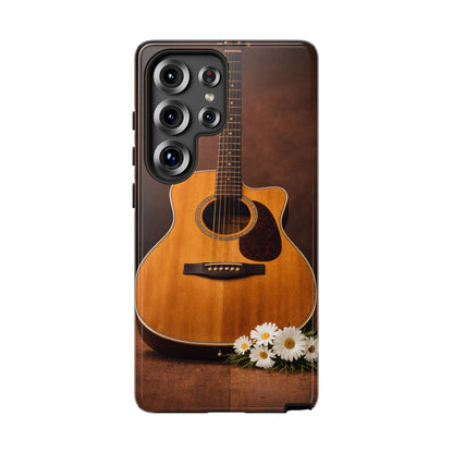 Acoustic Guitar Daisy Phone Case | Rustic Music Lover Tough Cover