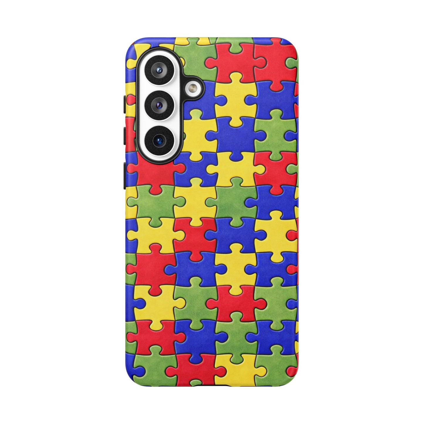 Colorful Puzzle Phone Case, Autism Awareness Jigsaw Design, Tough Protective Case, iPhone & Samsung Case, Vibrant Puzzle Pattern