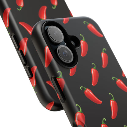Spicy Chili Pepper Phone Case – Black Cute Hot Pepper Tough Cover for Iphone, Samsung Galaxy and Pixel