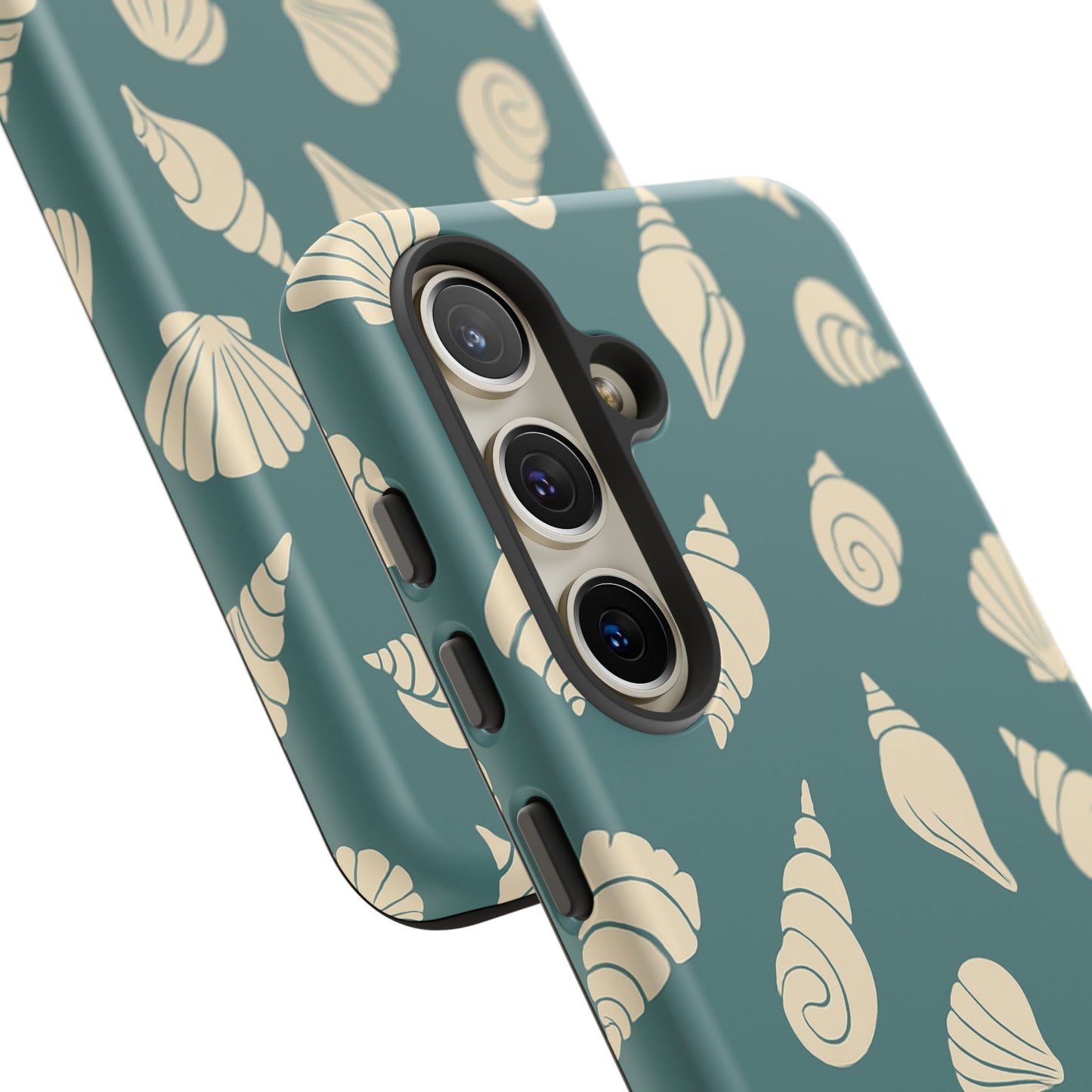 Seashell Pattern Phone Case | Teal Coastal Shells Tough Case for Iphone, Samsung Galaxy and Pixel