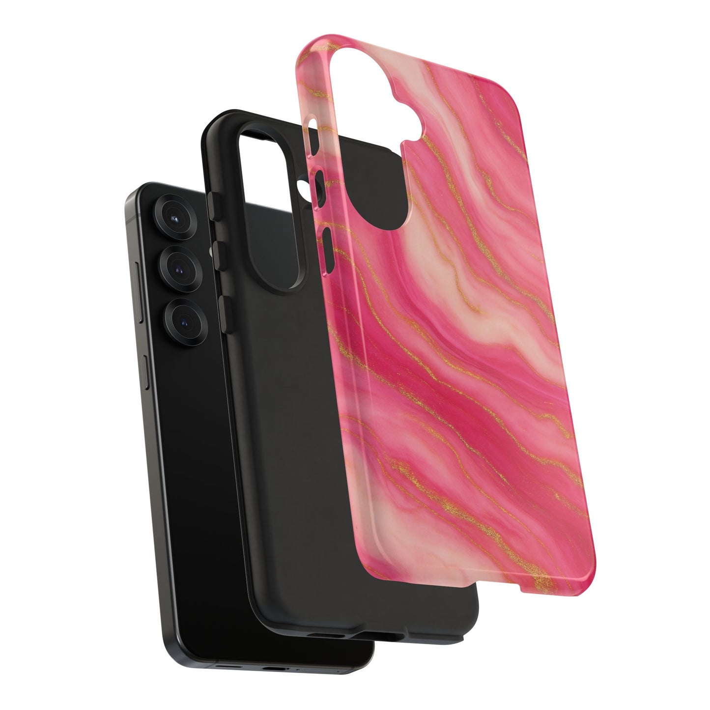 Pink Marble Phone Case | Rose Gold Swirl Aesthetic Tough Protective Case