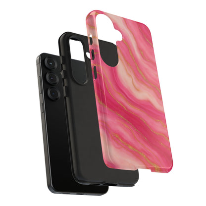 Pink Marble Phone Case | Rose Gold Swirl Aesthetic Tough Protective Case