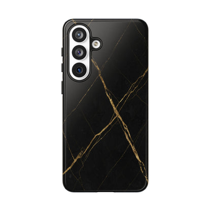 Black Marble Phone Case with Gold Veins – Luxury Minimal Aesthetic Tough Case