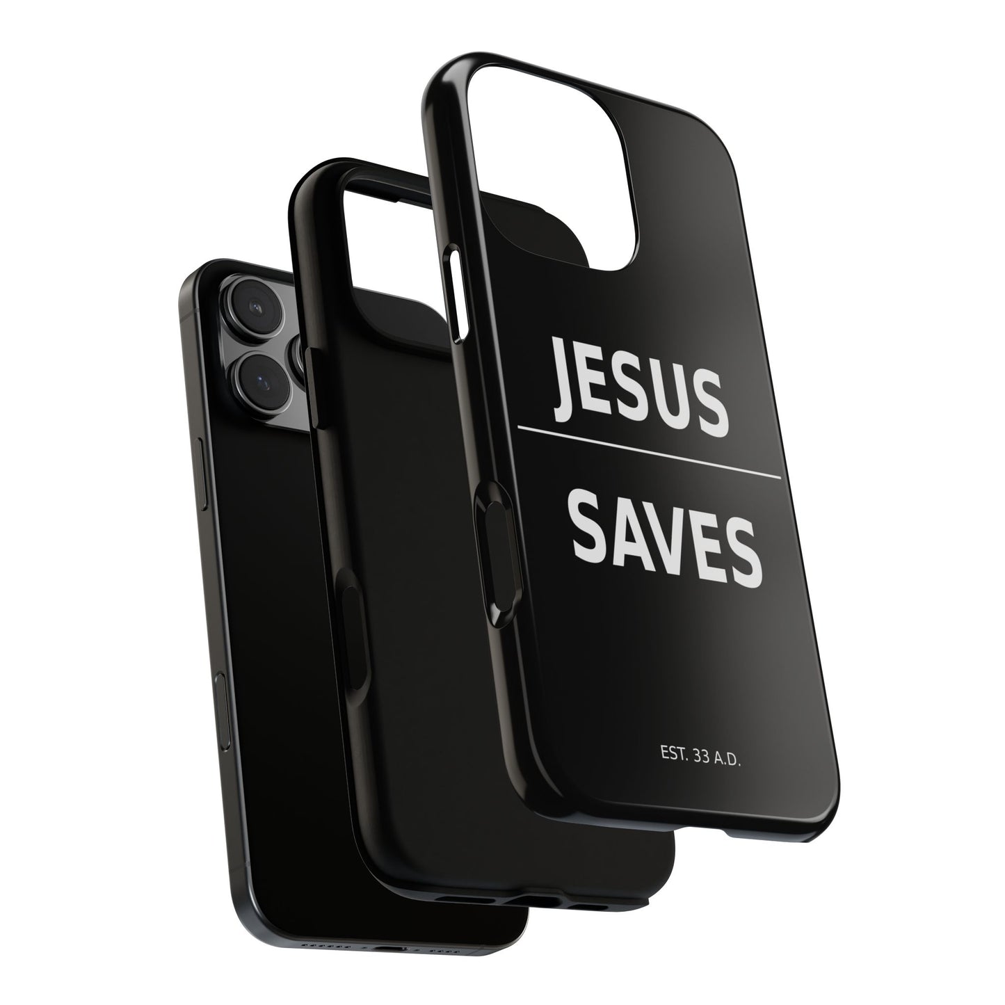 Jesus Saves Phone Case Christian Religious Minimalist Black Tough Cover