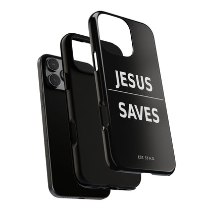Jesus Saves Phone Case Christian Religious Minimalist Black Tough Cover