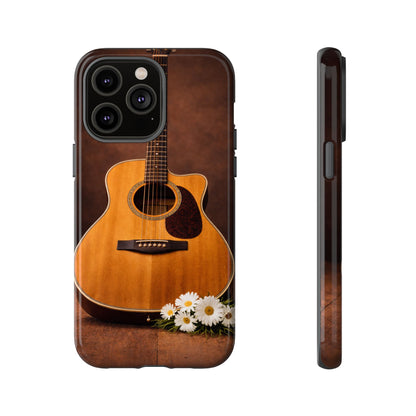 Acoustic Guitar Daisy Phone Case | Rustic Music Lover Tough Cover