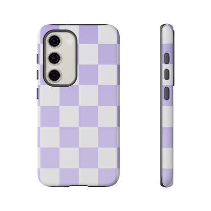 Lavender Checkerboard Phone Case | Pastel Aesthetic Checkered iPhone & Samsung Tough Case