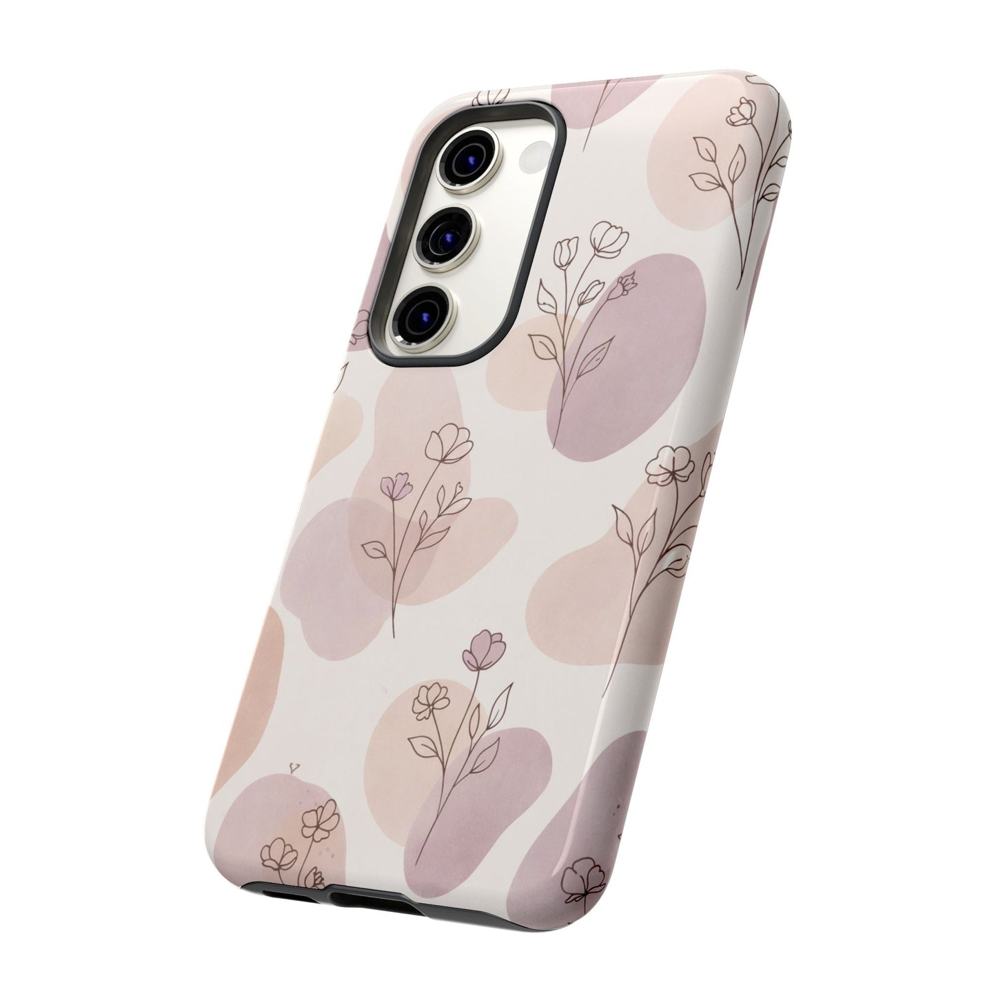 Blush Floral Phone Case Neutral Botanical Watercolor Tough Cover