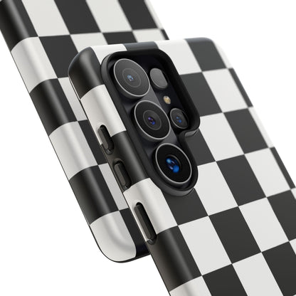 Black & White Checkerboard Phone Case – Classic Aesthetic Tough Protective Case for Iphone, Samsung Galaxy and Pixel