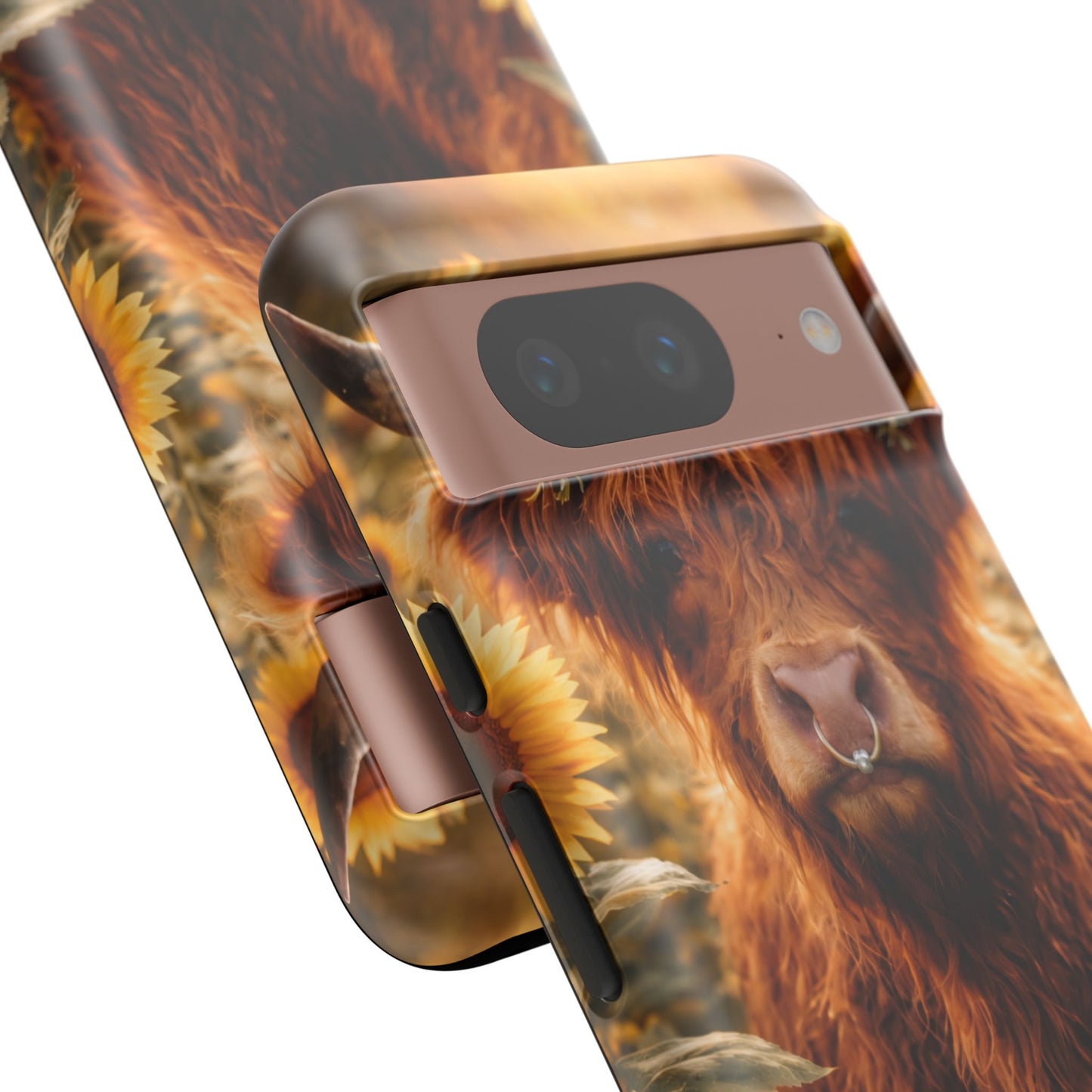 Highland Cow Sunflower Phone Case | Floral Farmhouse iPhone, Samsung Galaxy and Pixel Cover