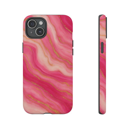 Pink Marble Phone Case | Rose Gold Swirl Aesthetic Tough Protective Case