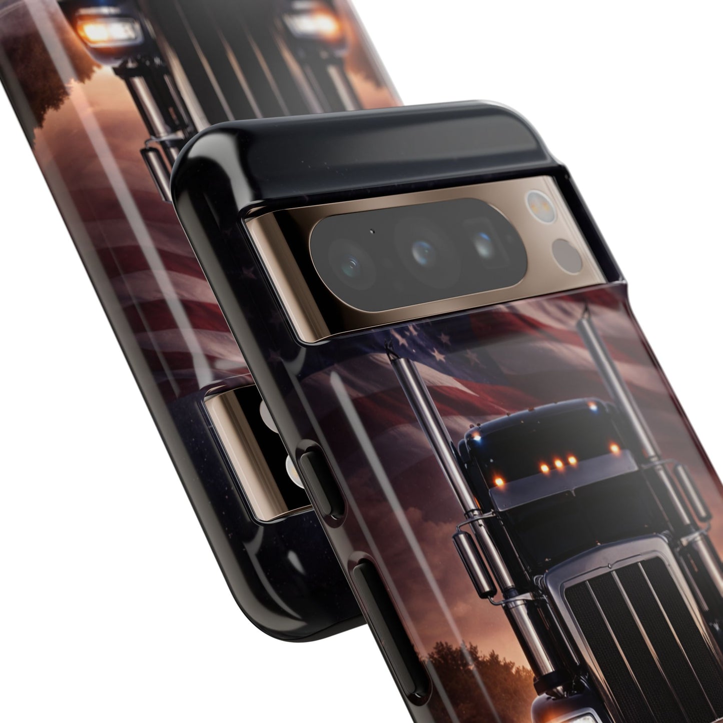 Semi Truck Phone Case American Flag Big Rig Trucker Gift iPhone Samsung