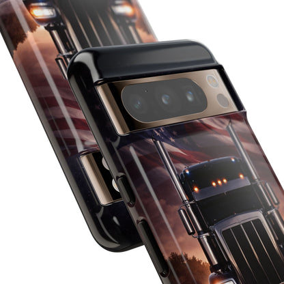 Semi Truck Phone Case American Flag Big Rig Trucker Gift iPhone Samsung