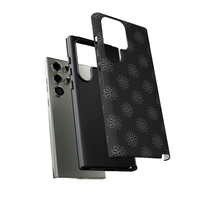 Black Daisy Floral Phone Case – Slim Protective Tough Case for Iphone, Samsung Galaxy and Pixel