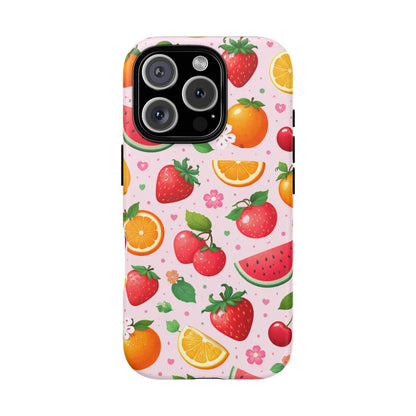 Fruit Phone Case – Tough Shockproof, Strawberry Cherry Citrus Summer Design for Iphone, Samsung Galaxy and Pixel
