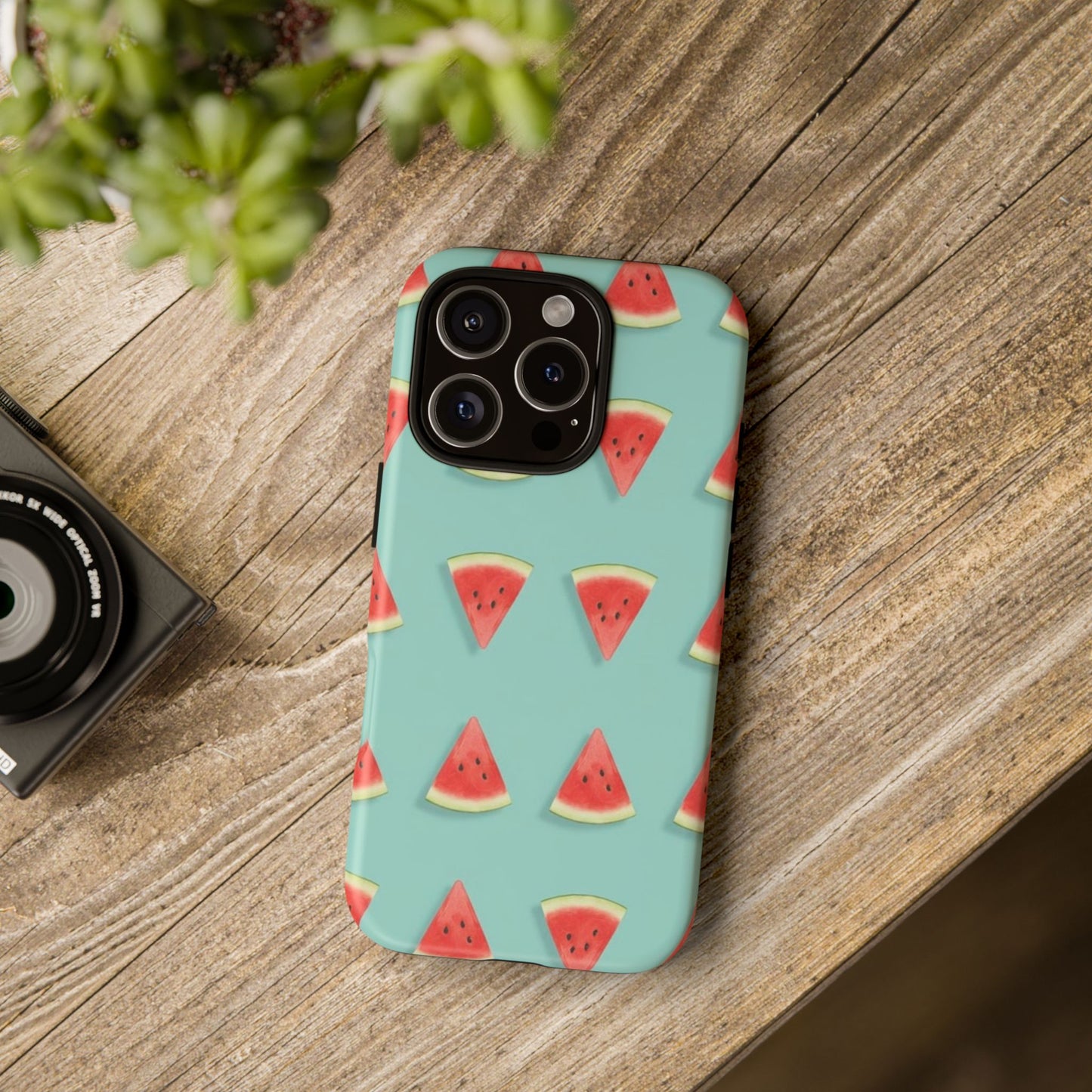 Watermelon Phone Case – Pastel Blue Summer Fruit Tough Case (iPhone, Samsung, Pixel)