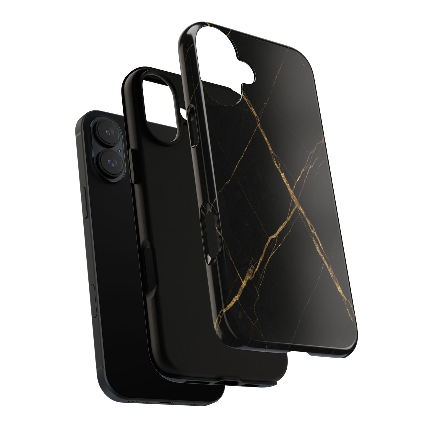 Black Marble Phone Case with Gold Veins – Luxury Minimal Aesthetic Tough Case