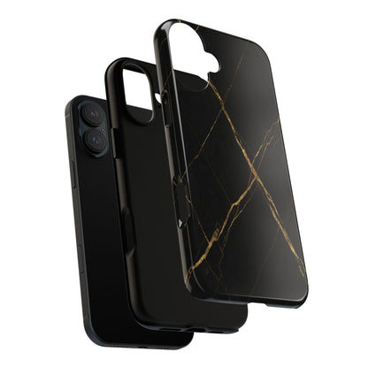 Black Marble Phone Case with Gold Veins – Luxury Minimal Aesthetic Tough Case