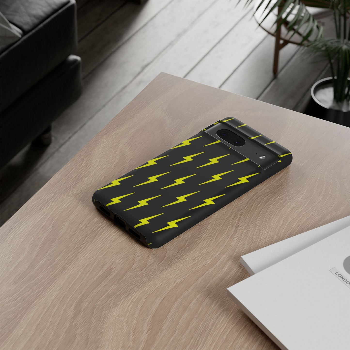 Yellow Lightning Bolt Tough Phone Case | Bold Electric Pattern Case for Iphone, Samsung Galaxy and Pixel