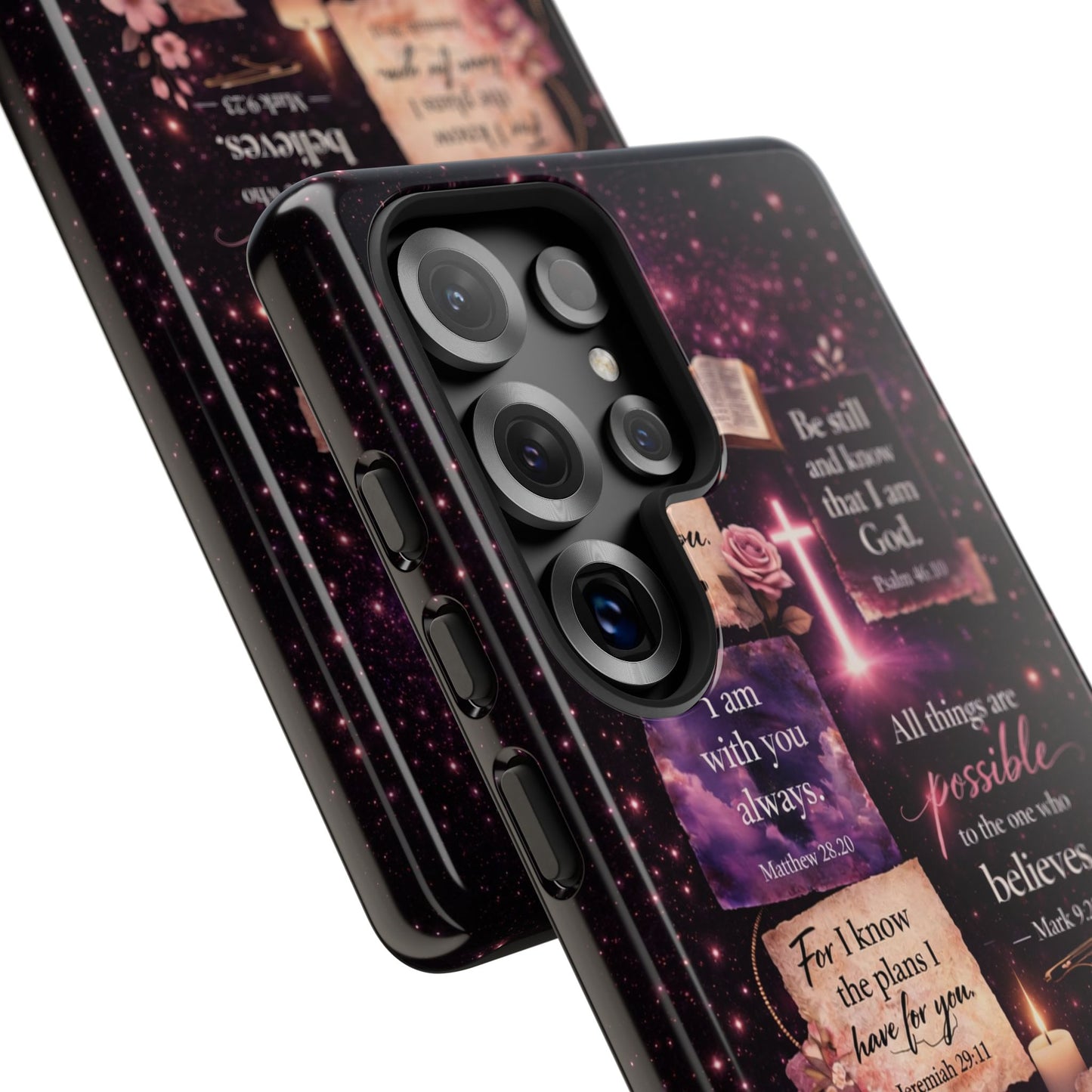 Christian Bible Verse Phone Case Pink Floral Faith Tough Protective Cover Gift