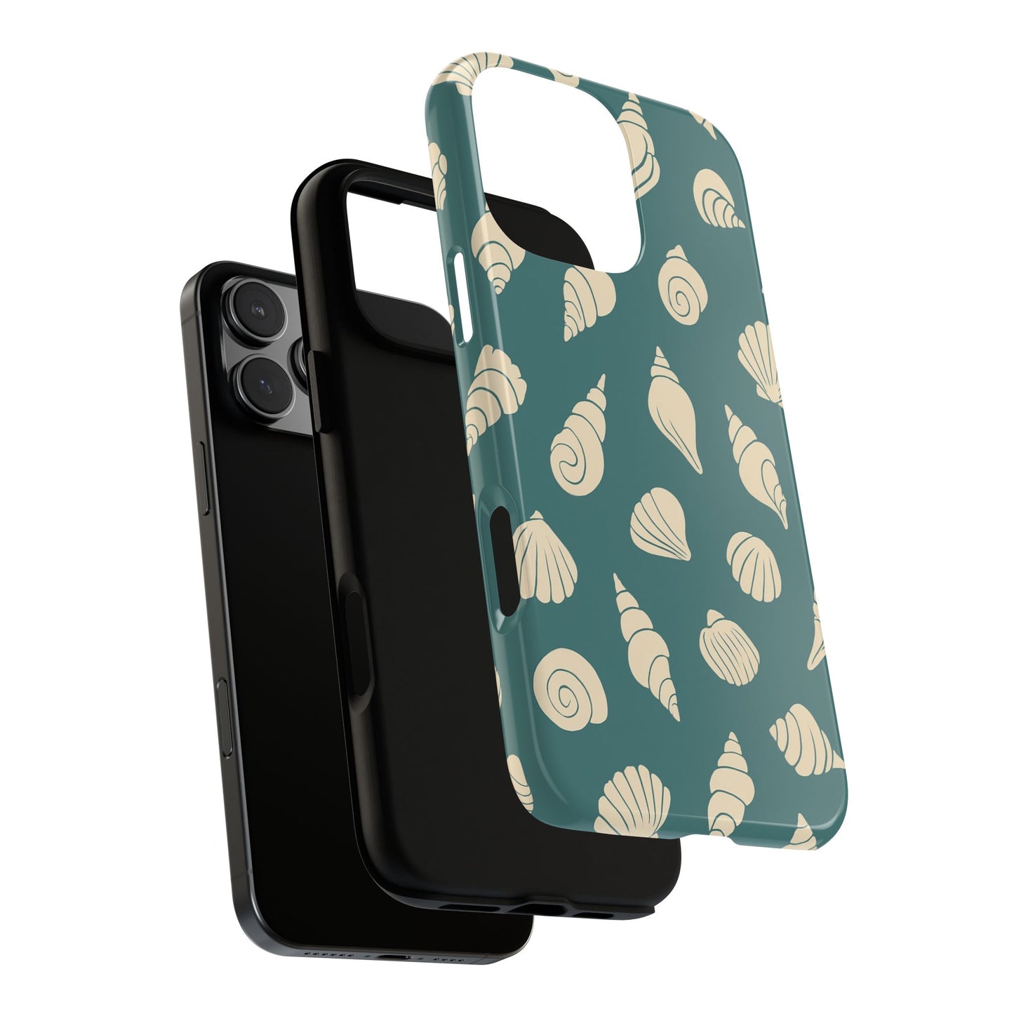 Seashell Pattern Phone Case | Teal Coastal Shells Tough Case for Iphone, Samsung Galaxy and Pixel