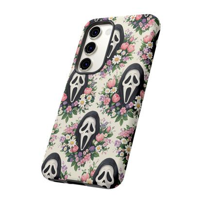 Floral Ghost Face Aesthetic Phone Case – Cute Spooky Tough Cover
