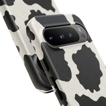 Black & White Cow Print Phone Case | Western Aesthetic iPhone & Samsung Tough Case
