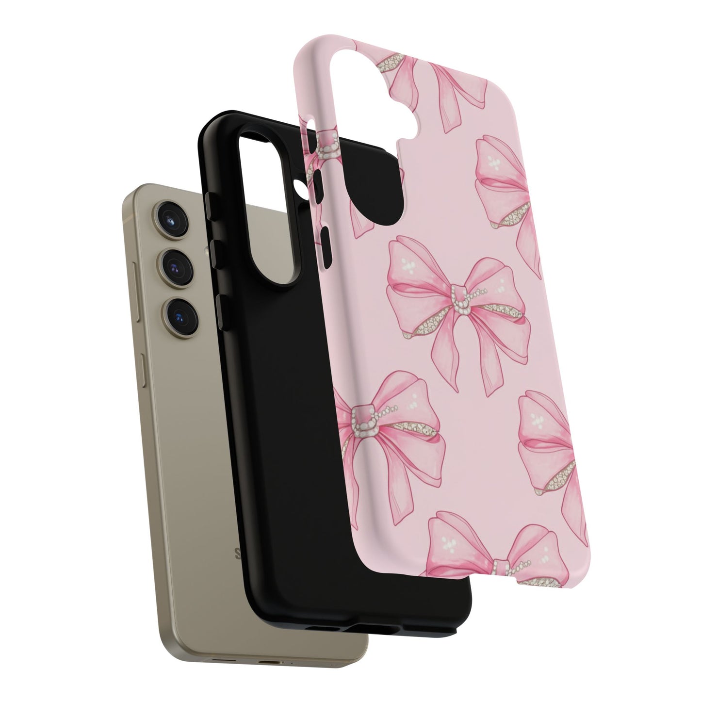 Pink Bow Pattern Phone Case | Coquette Aesthetic Tough Protective Case