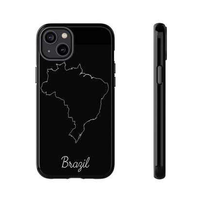 Brazil Outline Phone Case – Minimal Country Map Tough Case (iPhone, Samsung, Pixel)