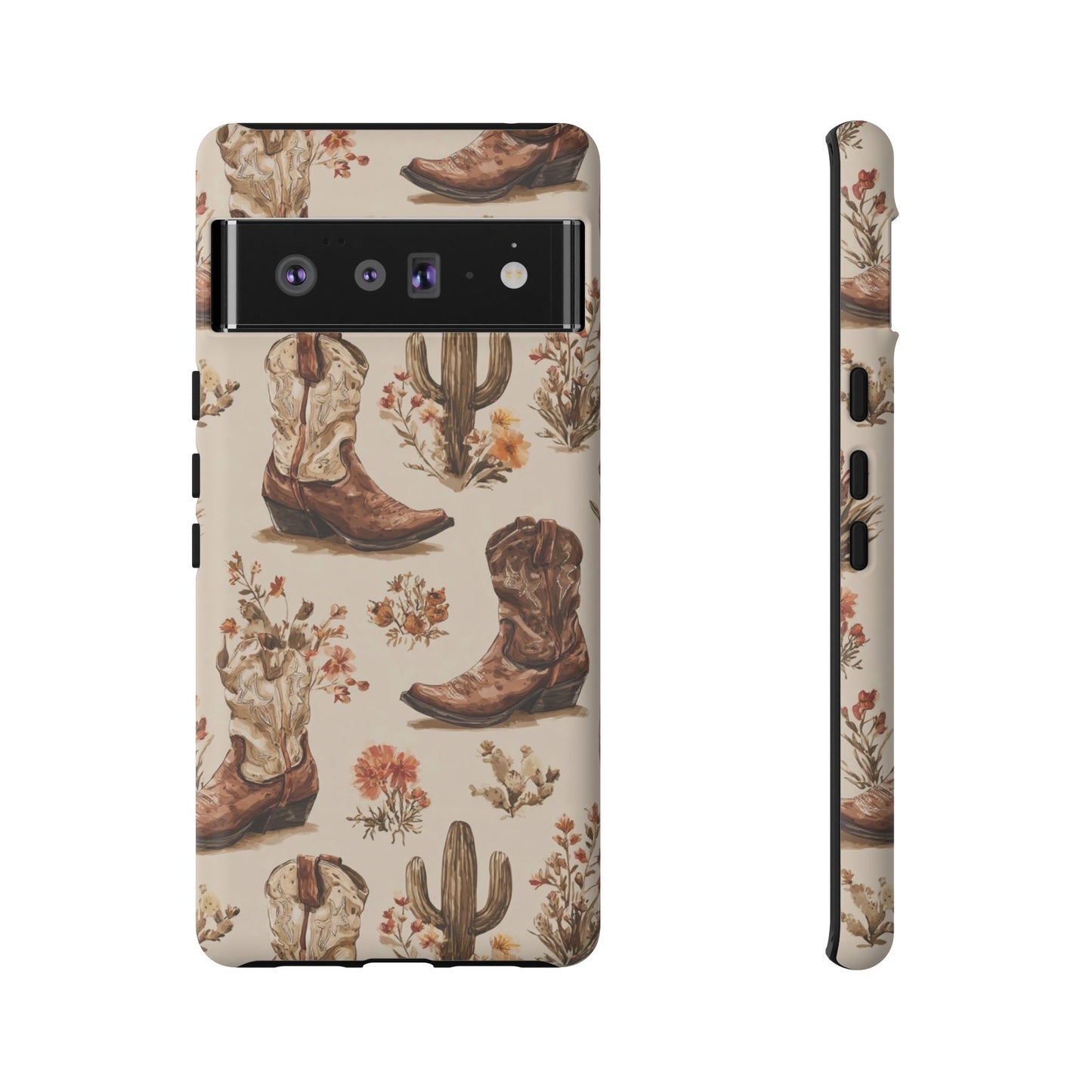 Cowboy Boots Western Phone Case Rustic Cowgirl Cactus Floral iPhone Samsung Pixel