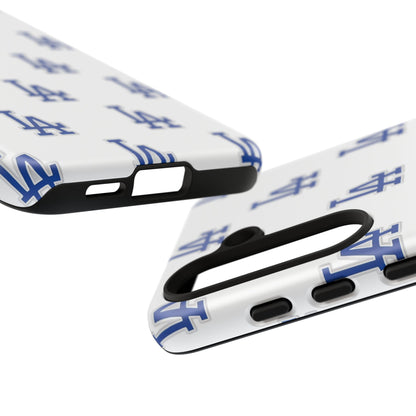 Blue LA Monogram Pattern Phone Case | Minimal Baseball Inspired Tough Cover