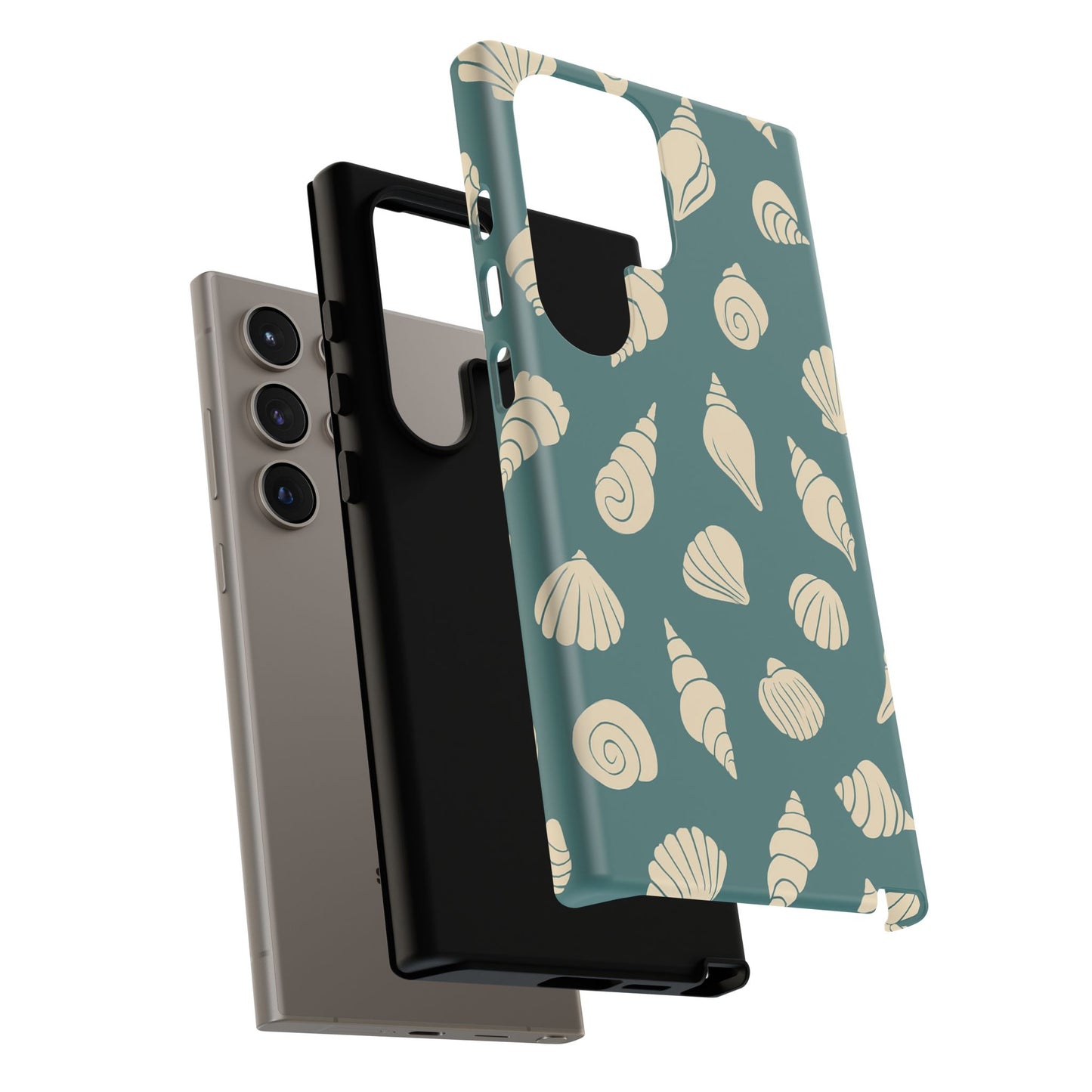 Seashell Pattern Phone Case | Teal Coastal Shells Tough Case for Iphone, Samsung Galaxy and Pixel