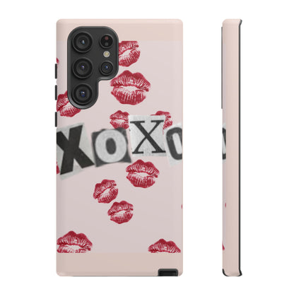 XOXO Kiss Print Phone Case | Coquette Valentine Aesthetic | Cute Pink Lipstick Kiss Tough Case for iPhone & Samsung