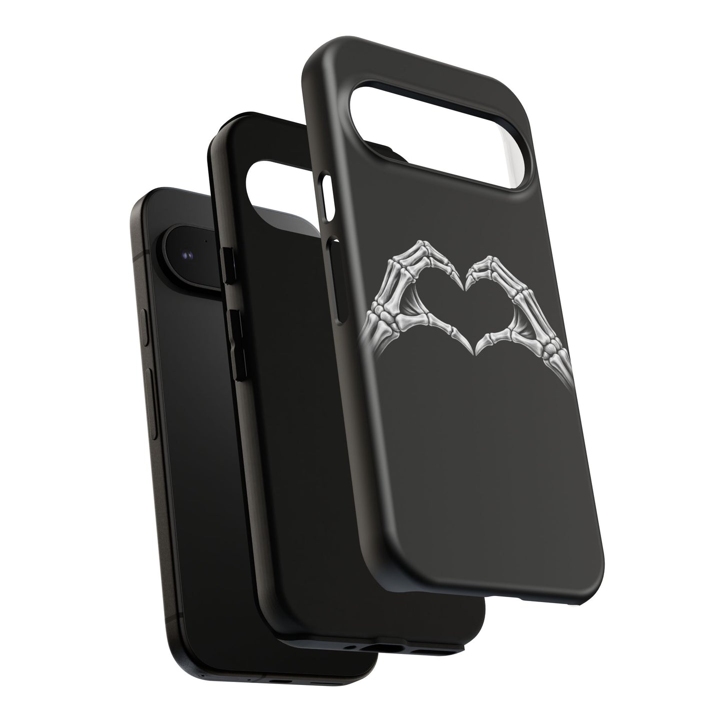 Skeleton Hands Heart Phone Case | Gothic Black Protective Cover