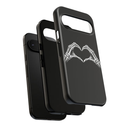 Skeleton Hands Heart Phone Case | Gothic Black Protective Cover