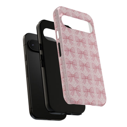 Pink Bow Pattern Phone Case – Soft Coquette Aesthetic Tough Case
