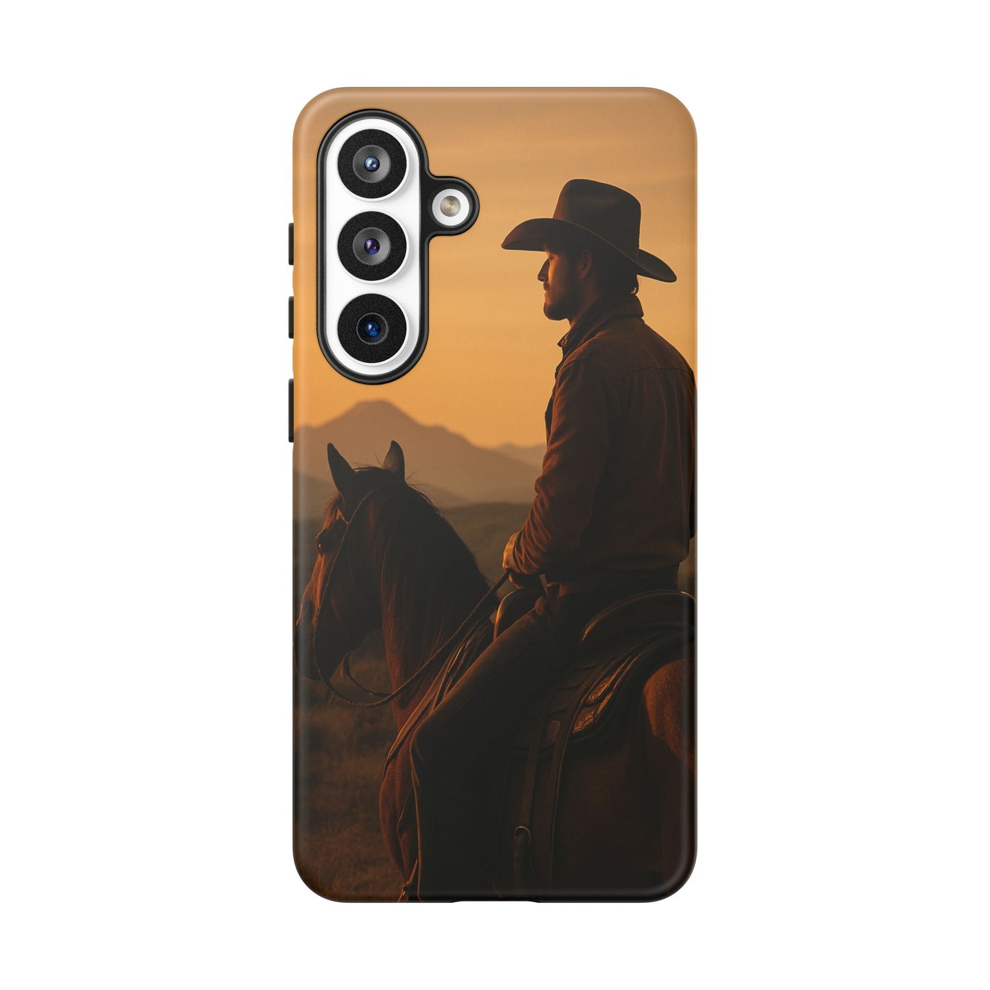 Western Cowboy Sunset Phone Case | Horse Rider Desert Aesthetic Tough Protective Case