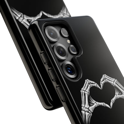 Skeleton Hands Heart Phone Case | Gothic Black Protective Cover