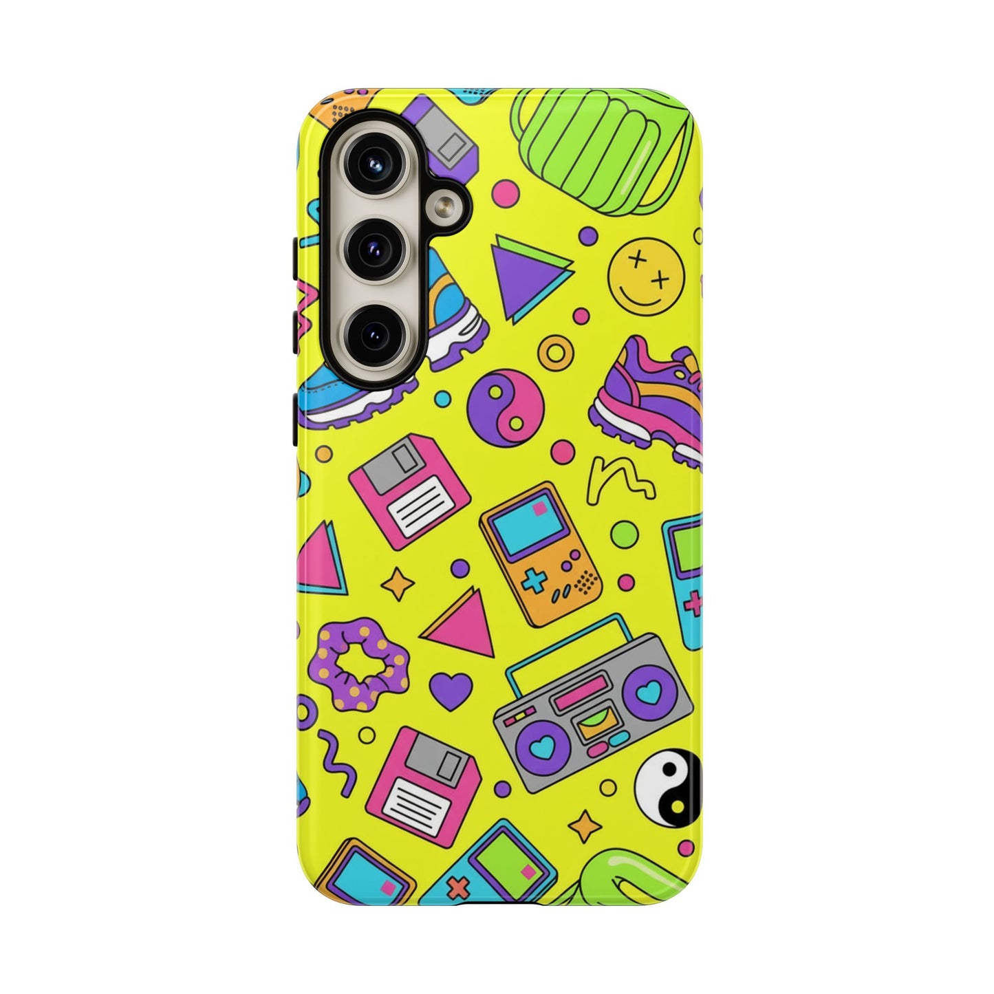 90s Retro Neon Phone Case – Y2K Nostalgia Colorful Icons Tough Protective Case