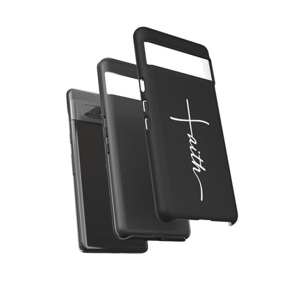 Faith Cross Phone Case, Christian Aesthetic Minimalist Black Matte Case, Religious Gift iPhone Samsung Cover
