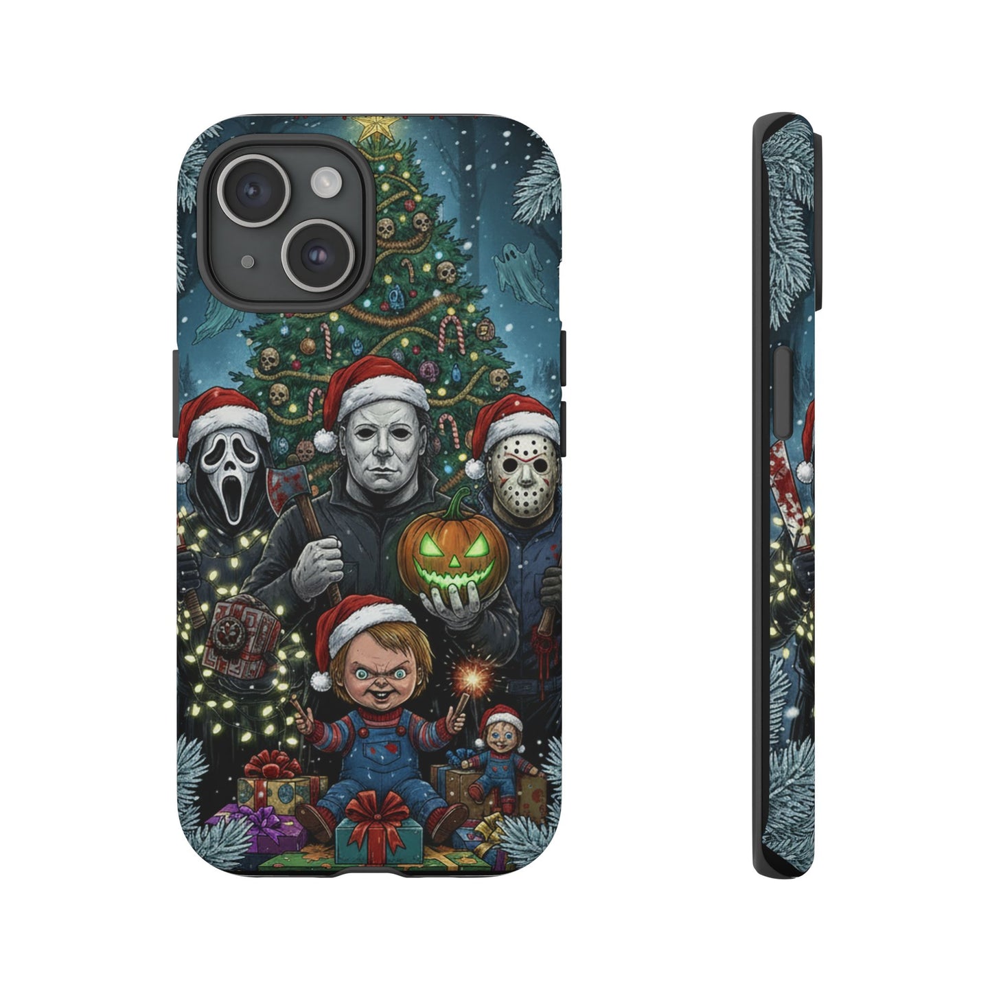 Christmas Horror Phone Case – Festive Slasher Collage Tough Case (iPhone, Samsung, Pixel)