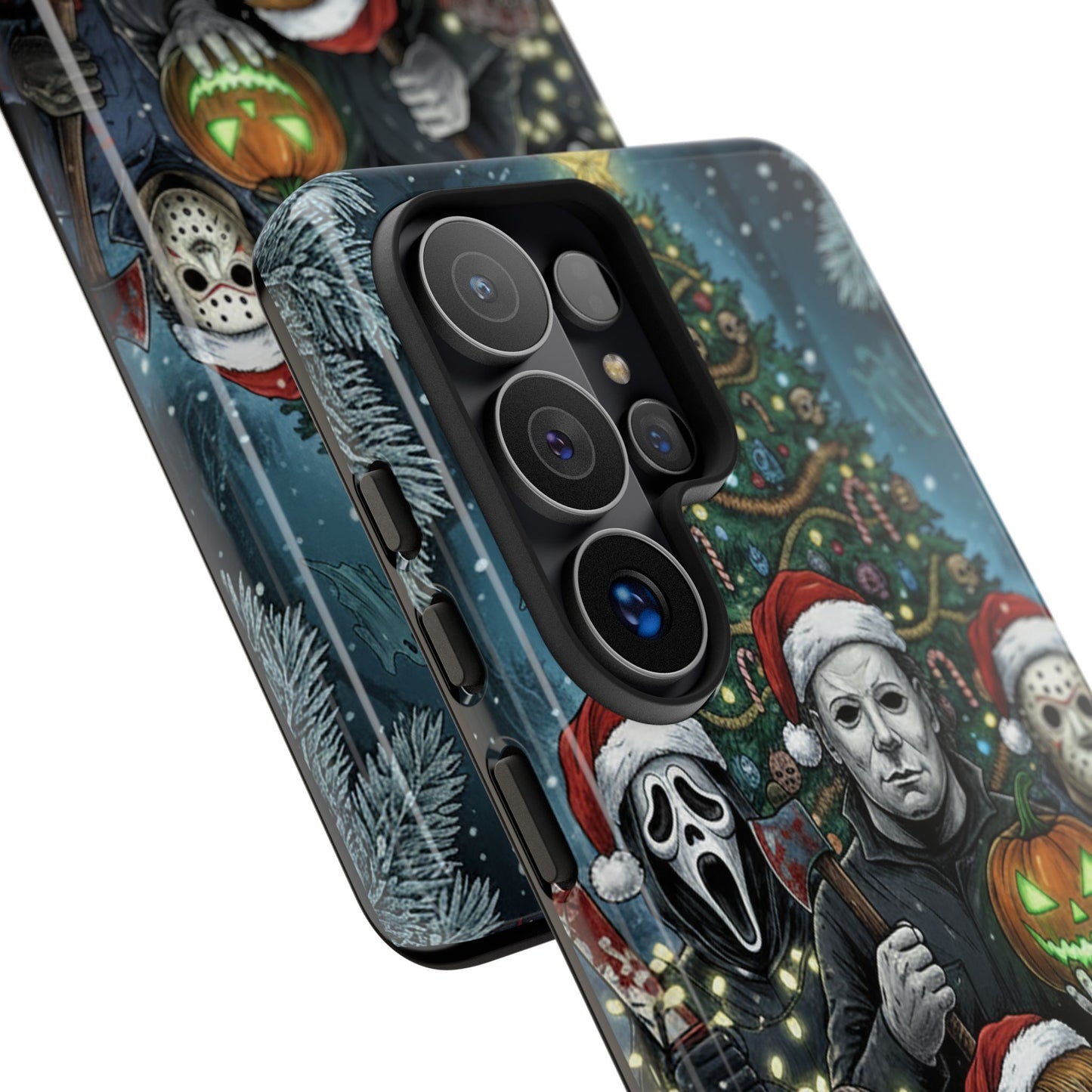 Christmas Horror Phone Case – Festive Slasher Collage Tough Case (iPhone, Samsung, Pixel)