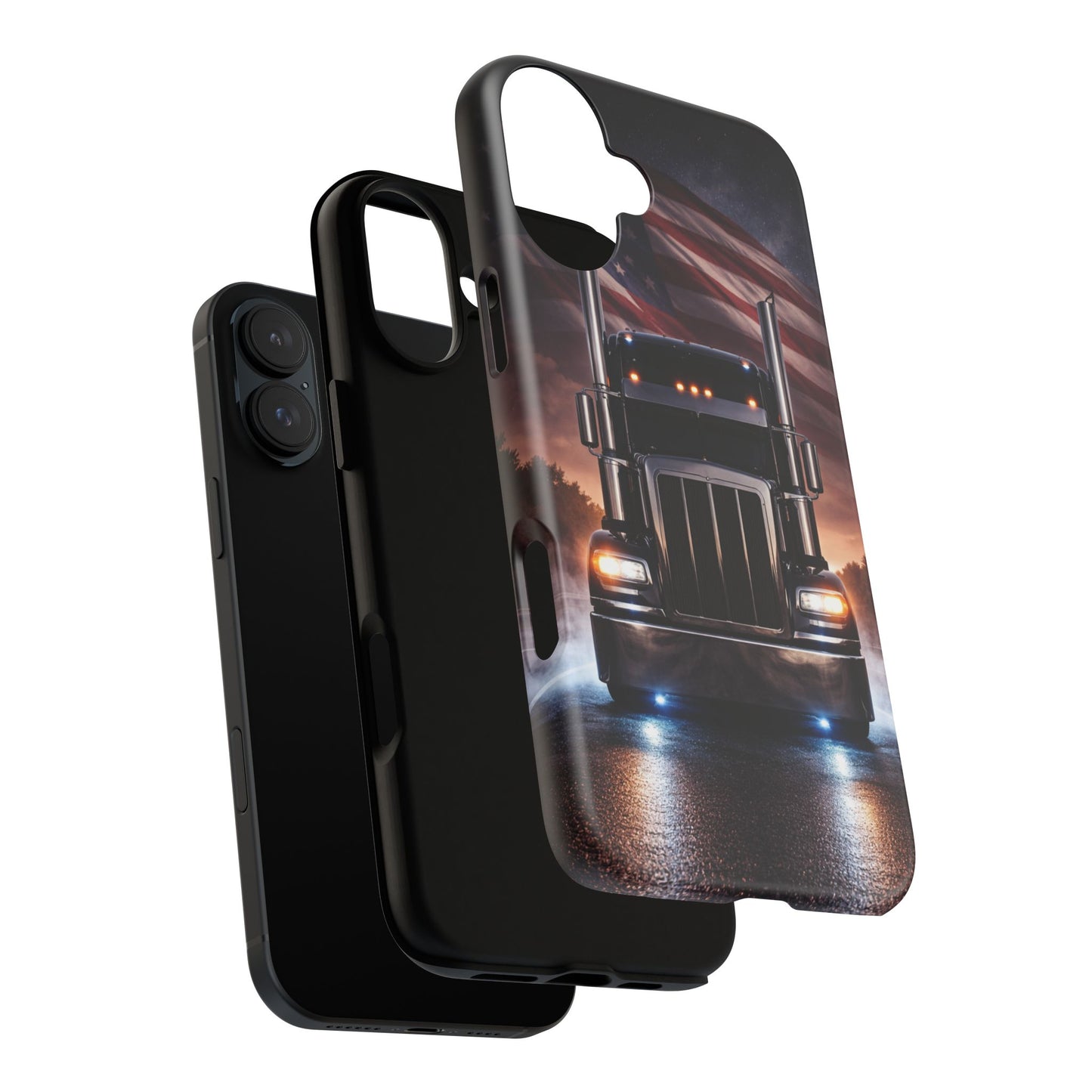 Semi Truck Phone Case American Flag Big Rig Trucker Gift iPhone Samsung
