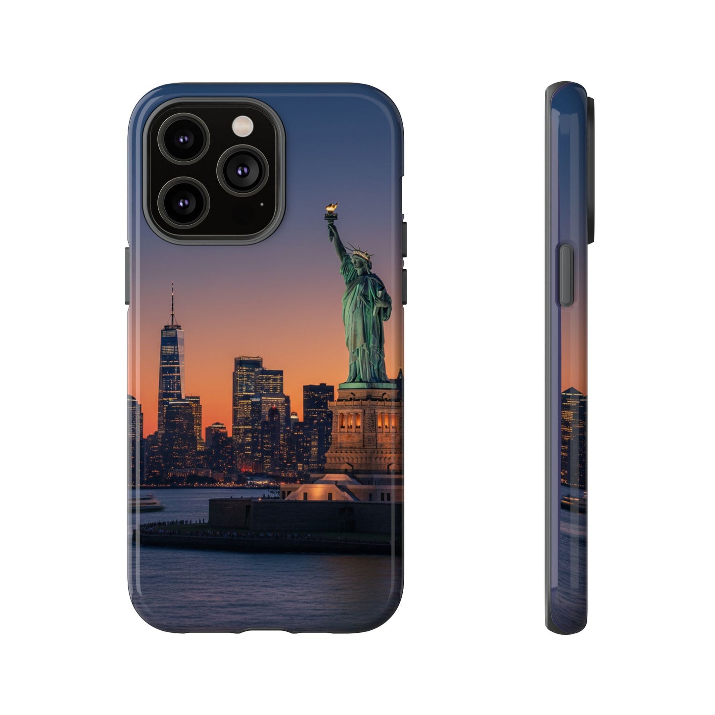 Statue of Liberty Sunset Phone Case – New York City Skyline Travel Aesthetic Tough Case