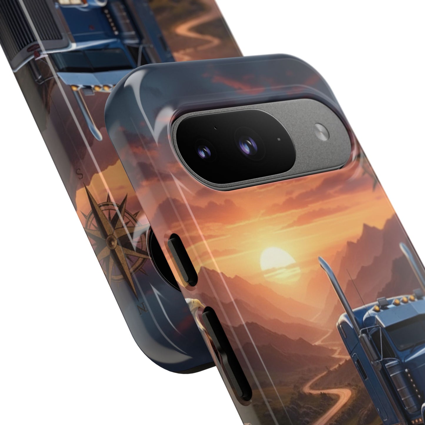 Semi Truck Sunset Phone Case | Trucker Gift | Diesel Truck Highway Road iPhone & Samsung Tough Protective Case