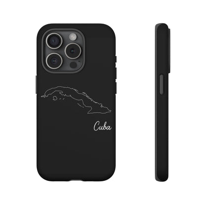 Cuba Outline Phone Case – Minimal Country Map Tough Case (iPhone, Samsung, Pixel)