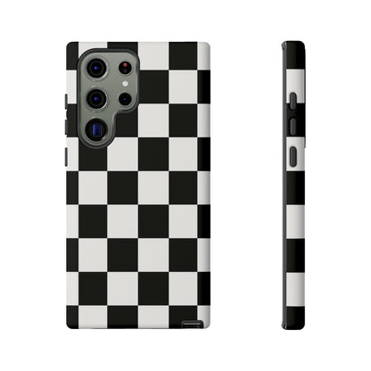 Black & White Checkerboard Phone Case – Classic Aesthetic Tough Protective Case for Iphone, Samsung Galaxy and Pixel