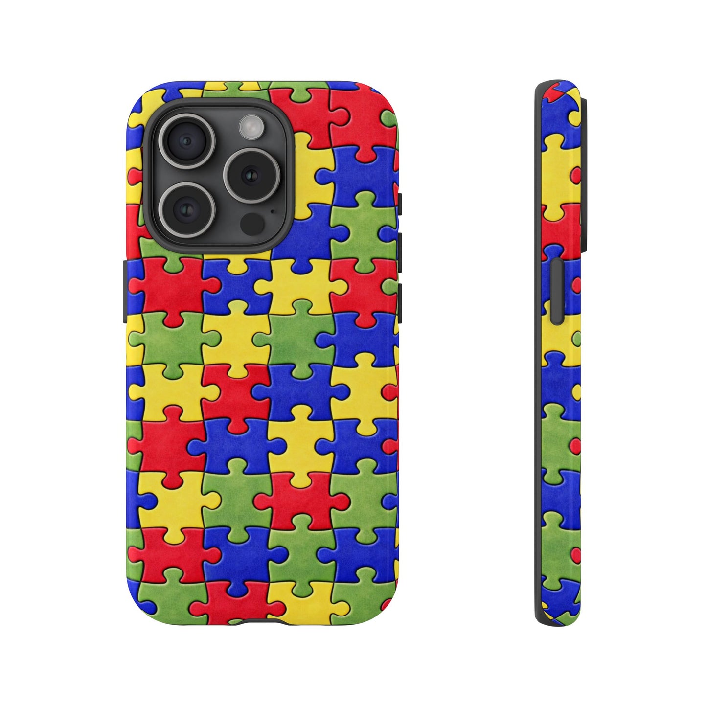 Colorful Puzzle Phone Case, Autism Awareness Jigsaw Design, Tough Protective Case, iPhone & Samsung Case, Vibrant Puzzle Pattern